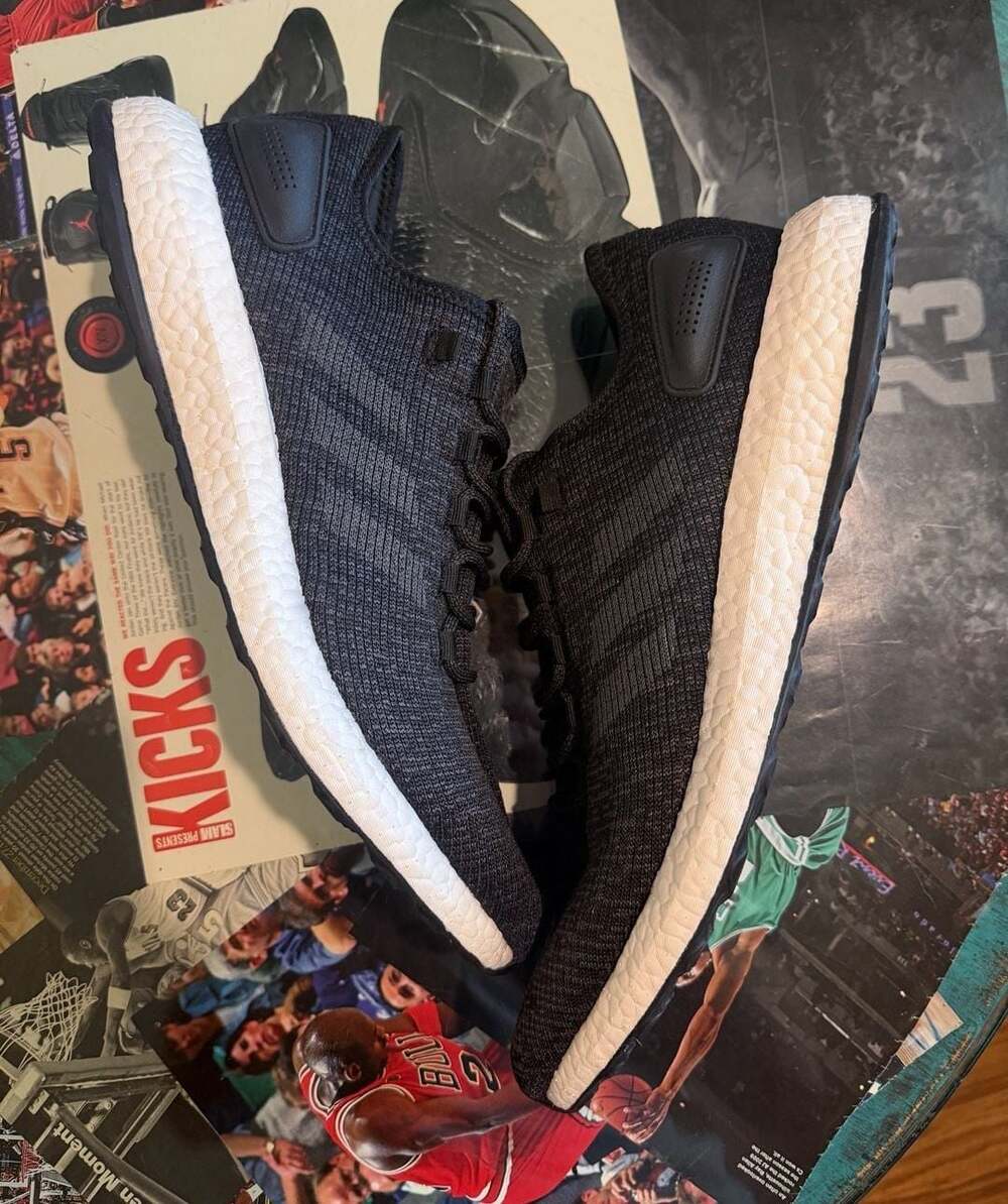 New Size 15 Adidas PureBoost Core Black White Running Shoes Men